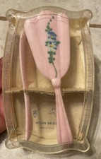 VINTAGE Sanitoy children's brush and comb set Pink