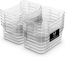 12 Pack Clear Plastic Storage Bins, Pantry Organizers and Storage, Multi-Use