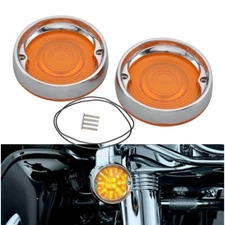 3 1/4" Flat Turn Signal Light Cover Ring Amber Lens For Harley Touring Dyna FXST