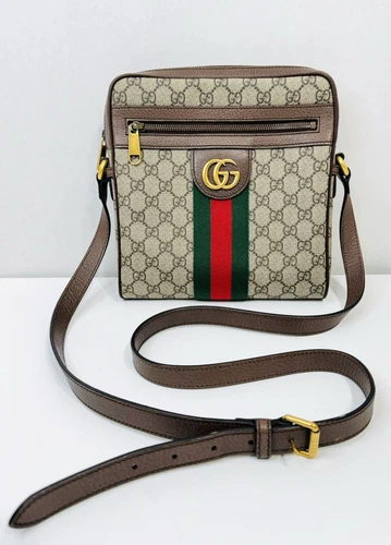 Gucci Ophidia GG borsa messenger media beige ebano Supreme tela pelle marrone