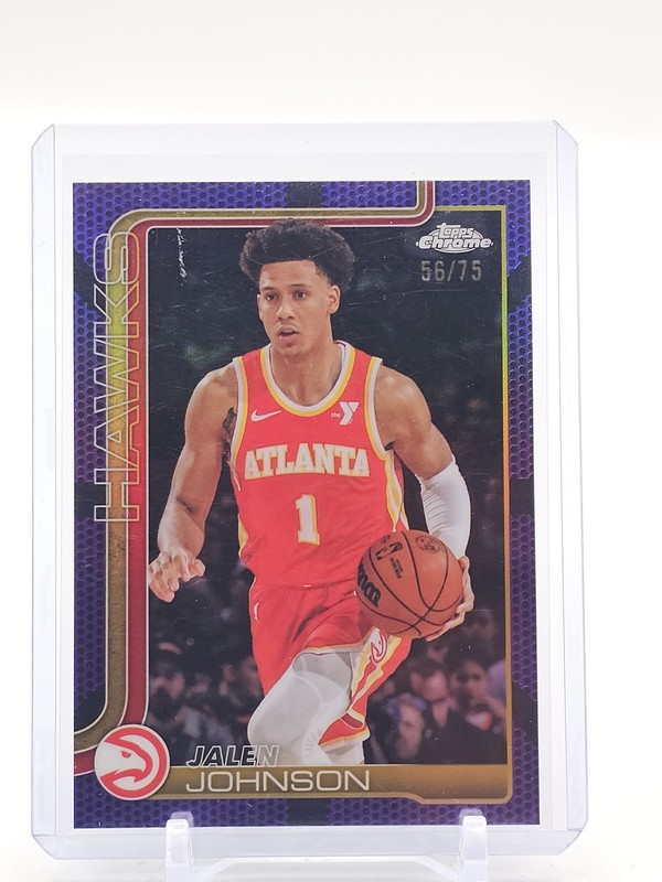 JALEN JOHNSON 2025-26 TOPPS CHROME PURPLE BASKETBALL /75 #56 HAWKS Q7419