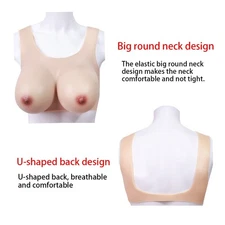 Upgrade Round Collar Fake Boobs Realistic Silicone Breast Forms Crossdresser
