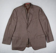 Hart Schaffner Marx Suit Mens 50 L Brown Wool Pleated Cuffed 2PC USA 43x33