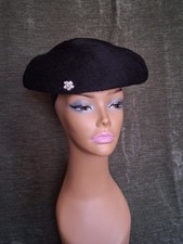 Vtg. Iconic New Look 50s Black "Sauser" Hat wool velour. Exellent 