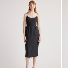 SOLD Quince 100% European Linen Scoop Neck Midi Dress Women Size S Black NWOT