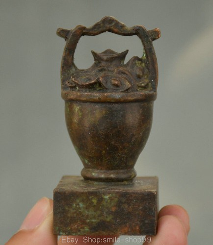 3 Zoll seltene alte chinesische Bronze Fengshui zieht Reichtum an Yuanbao Fass Eimer Statue - Bild 1 von 9