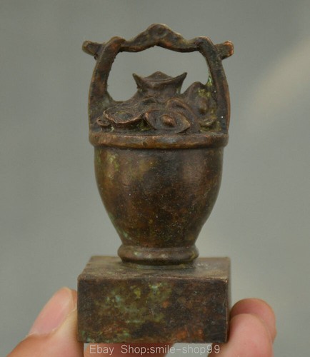 3" Rare Ancien Bronze Chinois Fengshui Attirer la Richesse Seau Tonneau Yuanbao Statue - Photo 1 sur 9