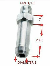 Aluminum Radiator Overflow Nipple Barb Fitting Under Cap Universal NPT 1/16"