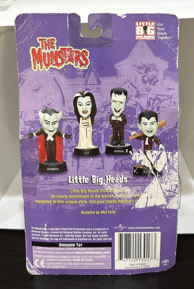 Little Big Heads The Munsters 1999 3,5" Grandpa Munster Sideshow Toys/Universal Foto 3 de 4