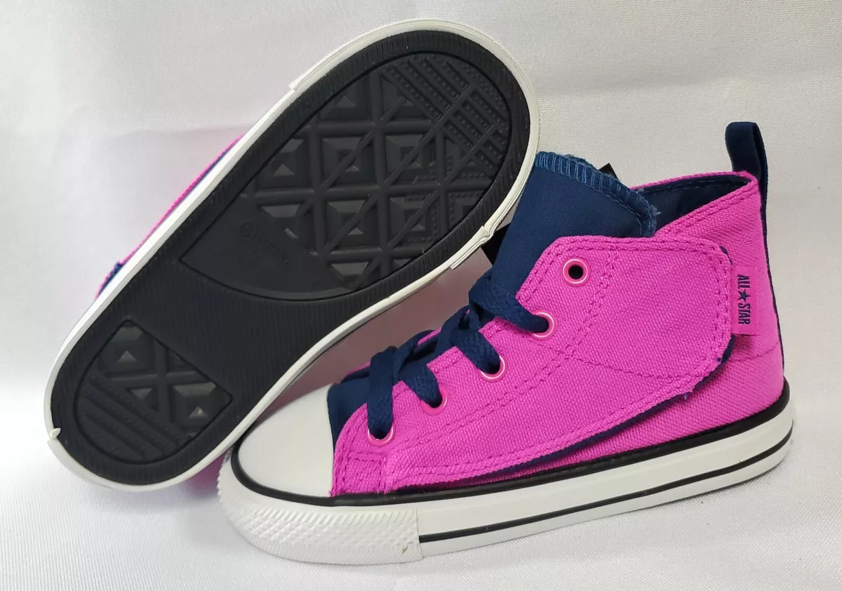 Infant Toddler Girls Converse 759947C Magenta Navy Blue No Lace