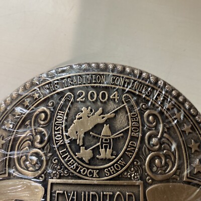 BRAND NEW. 2004 Houston Livestock Show & Rodeo Exhibitor Pewter Like Belt Buckle s-l400.jpg main image 3