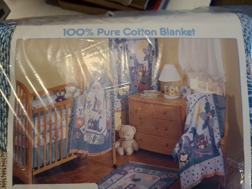 Vintage Riegel Jacquard Fringed Baby Blanket Animals Tapestry 80's NEW Jungle - Picture 15 of 15