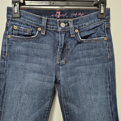7 FOR ALL MANKIND Dojo Crop Jeans Girls Size 12 (26x14) Blue Denim Bohemian EUC - Picture 7 of 10