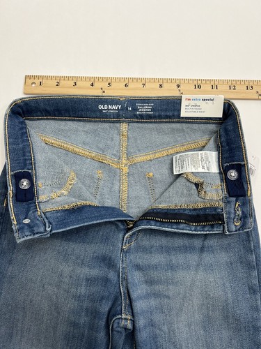 NWT Old Navy High Rise Jeans Jeggings Girls Sz 14 Skinny Adjust Waist Distressed - Picture 4 of 13