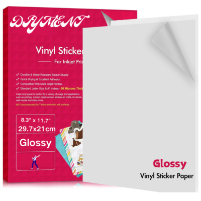 Glossy White Printable Vinyl Sticker Paper for Inkjet Laser Waterproof A4 Size