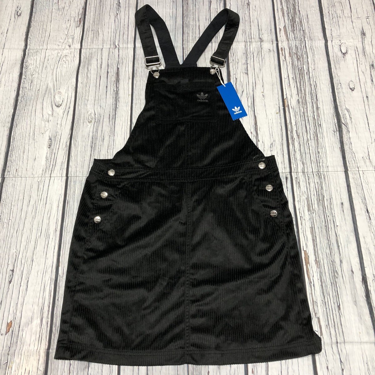 ☆Adidas☆Originals Dungaree Dress Black Adidas Women's Dungaree Overalls Corduroy Dress Black Size