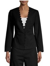 Rebecca Taylor Women  s Black Scalloped Trim Blazer Size 8