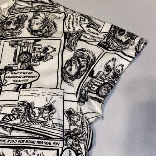 Zara Women Large Comic Print Crop Top Festival Fun Trip Short Sleeve Black/White - Picture 3 of 7