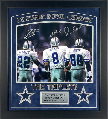 Troy Aikman Michael Irvin Emmitt Smith Signed Cowboys 16x20 Photo