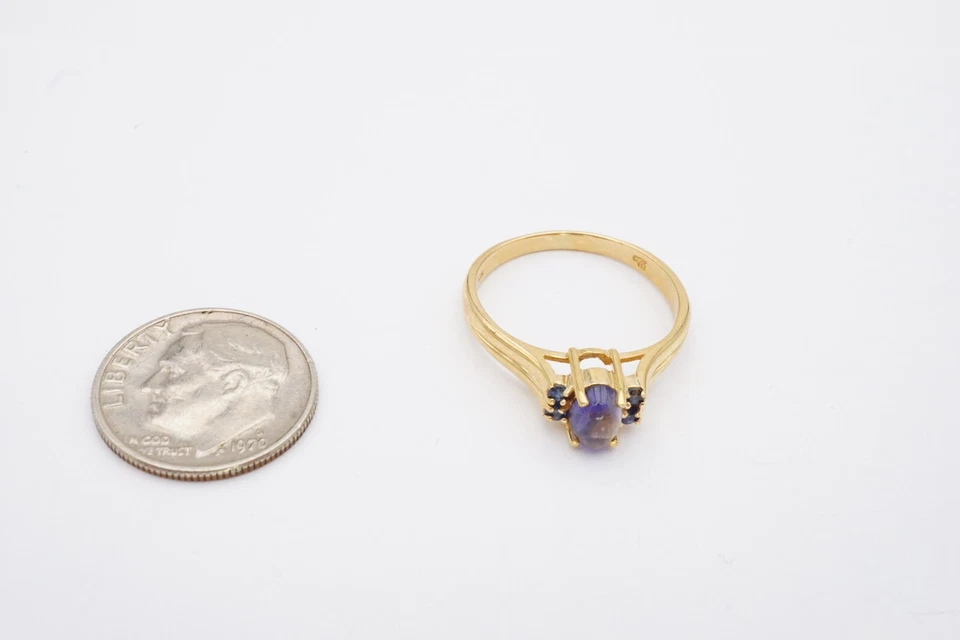 10k Yellow Gold Iolite Cabochon Ring Size 7 - Image 2 of 4