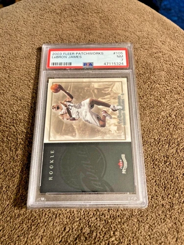 LeBron James 2003-04 Fleer Patchworks Rookie /799 PSA 7