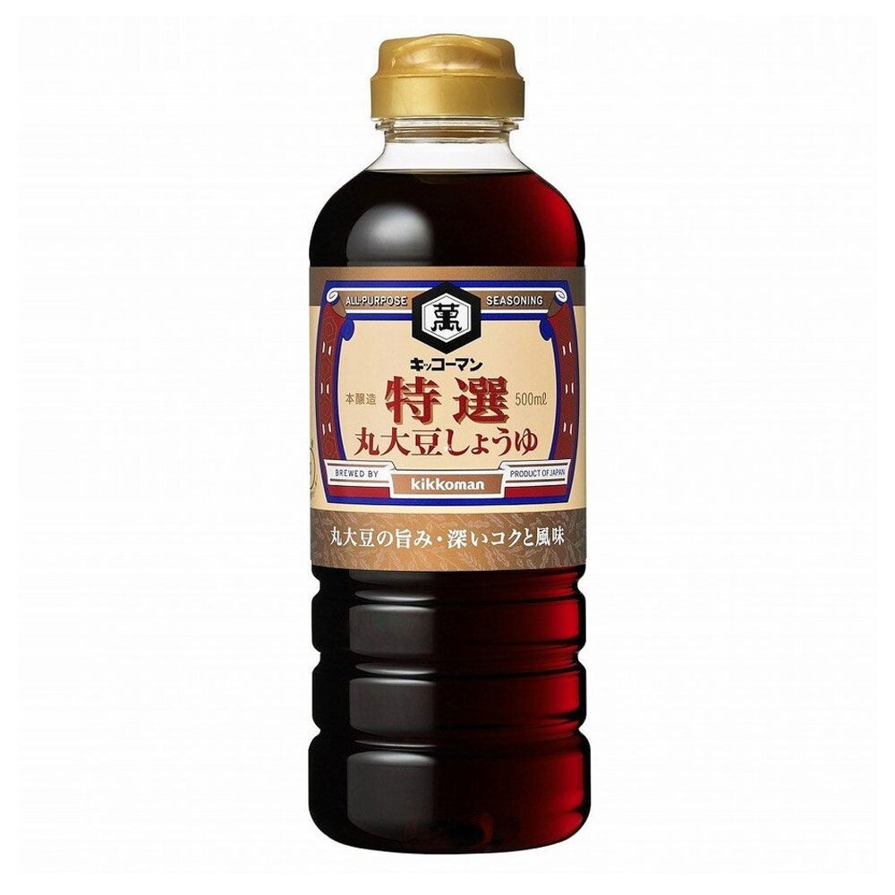 Kikkoman Japanese Whole Bean Soy Sauce (Marudaizu Shoyu) for Sushi Sashimi 500ml