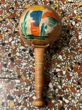 Mexican Hand Painted Single Wood Maraca