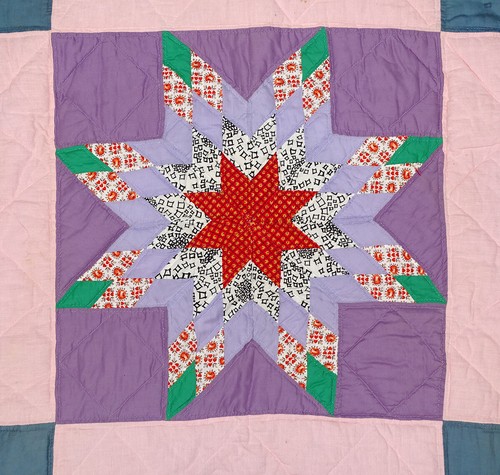 WELL QUILTED Vintage VERY INTRICATE STAR Quilt BEAUTIFUL FOLK ART Unusual Fabric - Picture 7 of 19