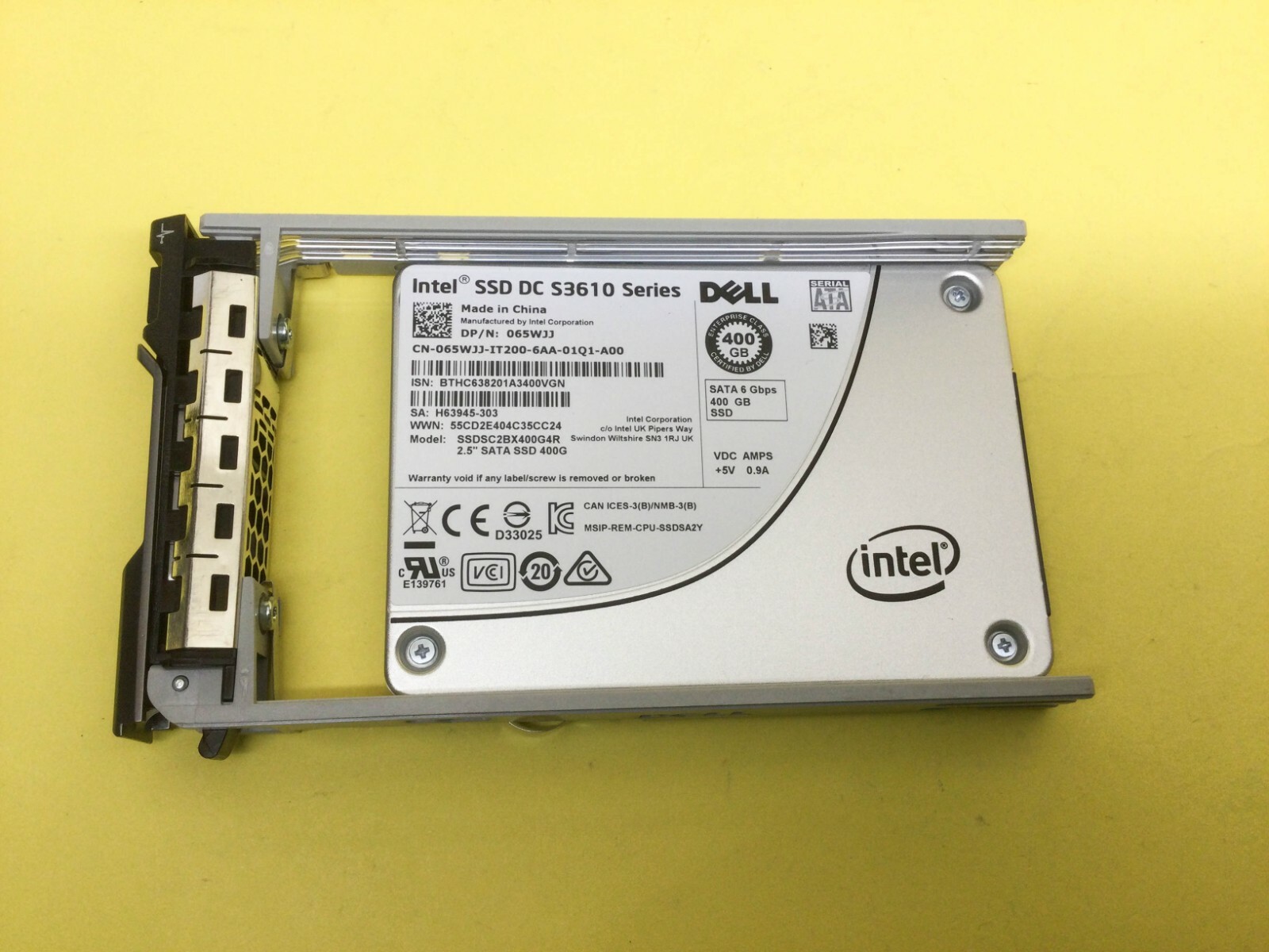 65WJJ DELL 065WJJ INTEL DC S3610 400GB 6G SATA 2.5" SSD SSDSC2BX400G4R ...