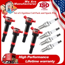 Set of 4 Ignition Coil Pack and Spark Plug For Hyundai Kia Elantra Tucson Forte