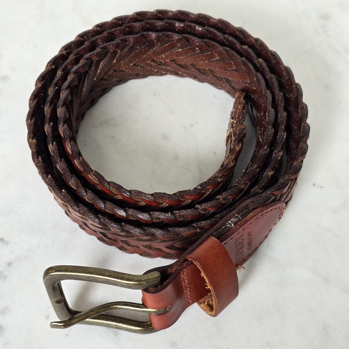 Osprey London Leather Plaited Belt Medium Tan Brown Unisex  display picture 1