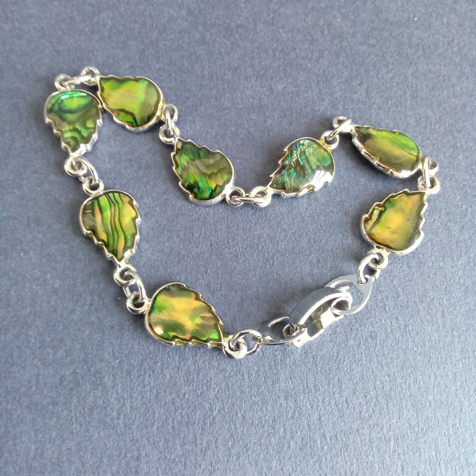 Silver Tone  Abalone Link Bracelet - image 8