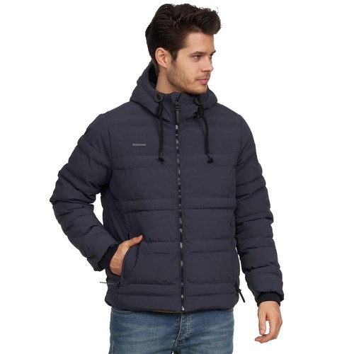 Herren Brave Soul gefütterte Jacke Premium wattiert Kapuze Winter Reißverschluss Taschen S-2XL - Bild 19 von 21
