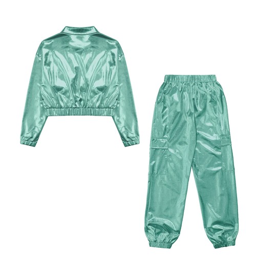 Unisex Kids Dancewear Ballroom Sweatsuit Shoot Outfits Athletic 2 Piece Set Top - Picture 132 of 143