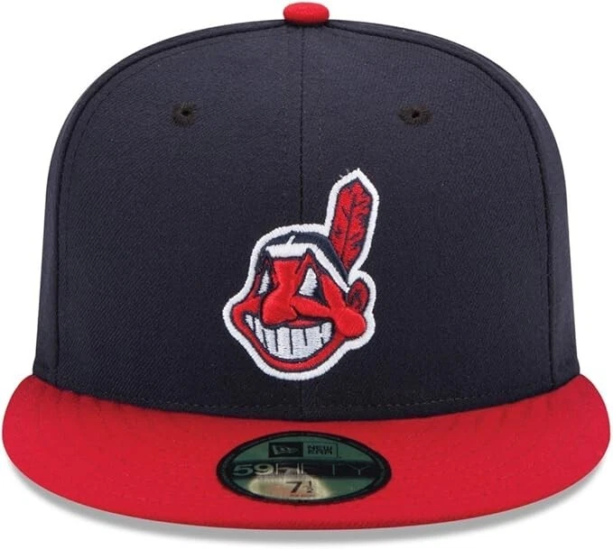 New Era Authentic MLB Cleveland Indians Wahoo Guard Navy/Red 59Fifty Fitted Hat - Image 3 of 4
