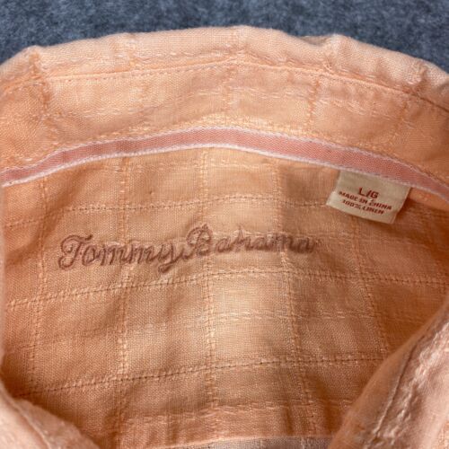 Tommy Bahama Shirt Mens Large Orange Plaid Linen Button Up Long Sleeve - Picture 2 of 11