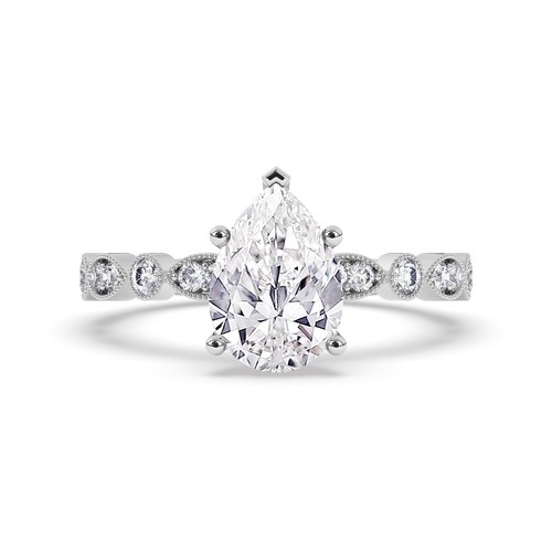 Pear Solitaire Labgrown Diamond Engagement Ring Platinum 1.25 Ct F VVS2 - Picture 5 of 20
