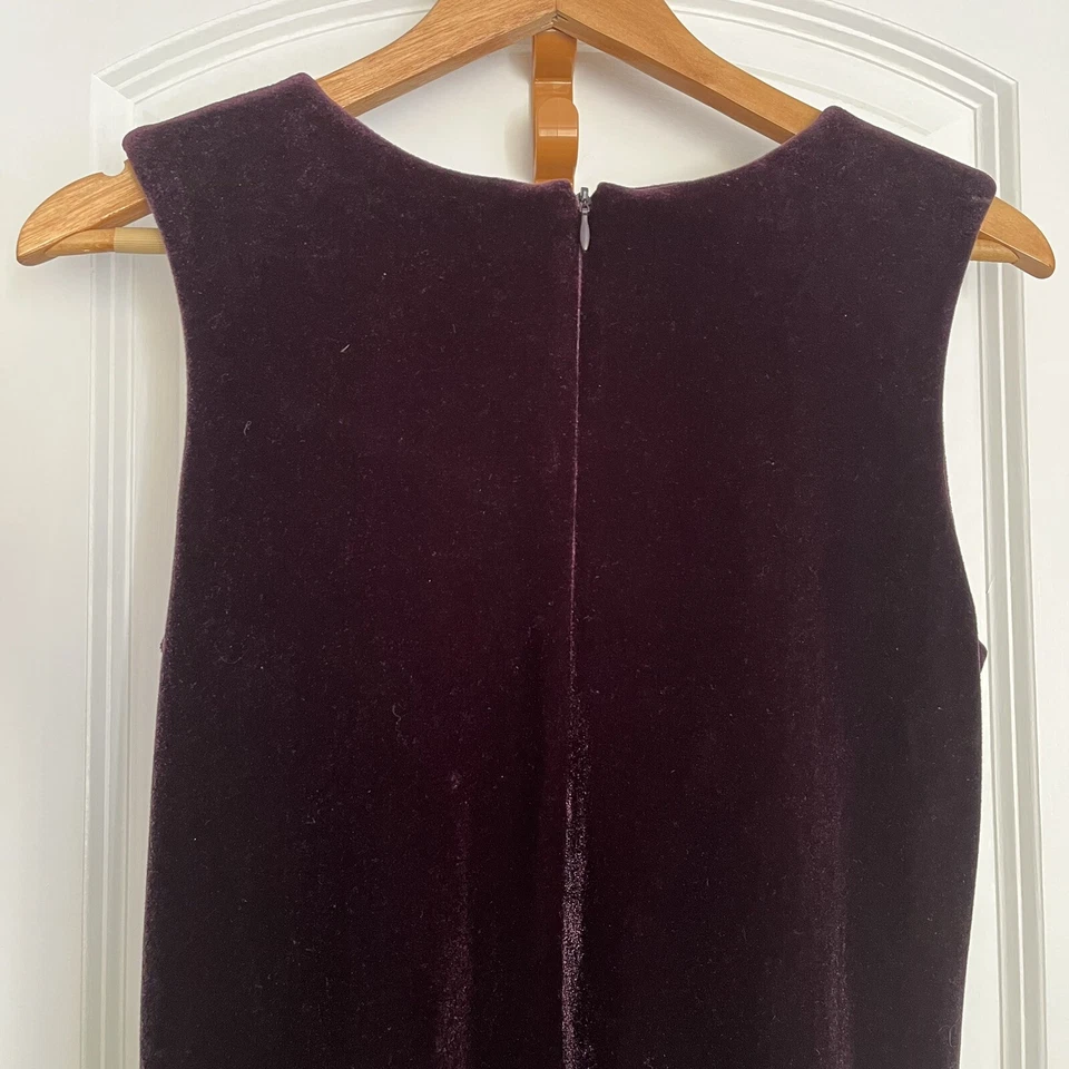 Maxi Vestido Largo Vintage Talla 16 (M) Jessica Terciopelo Púrpura Lazos Caprichoso Años 60 Foto 4 de 4