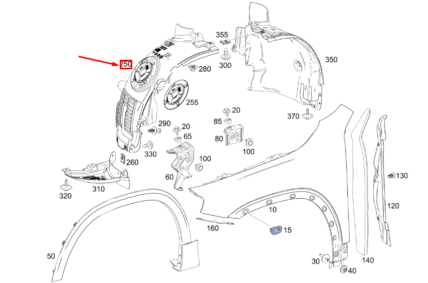 MB GLB X247 Front Right Wheel Housing Liner Front Part A2478840200