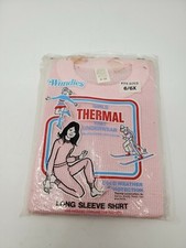 Vintage Deadstock USA Thermal Top Girls 6 6x Packaging Damaged Pink Waffle 80s