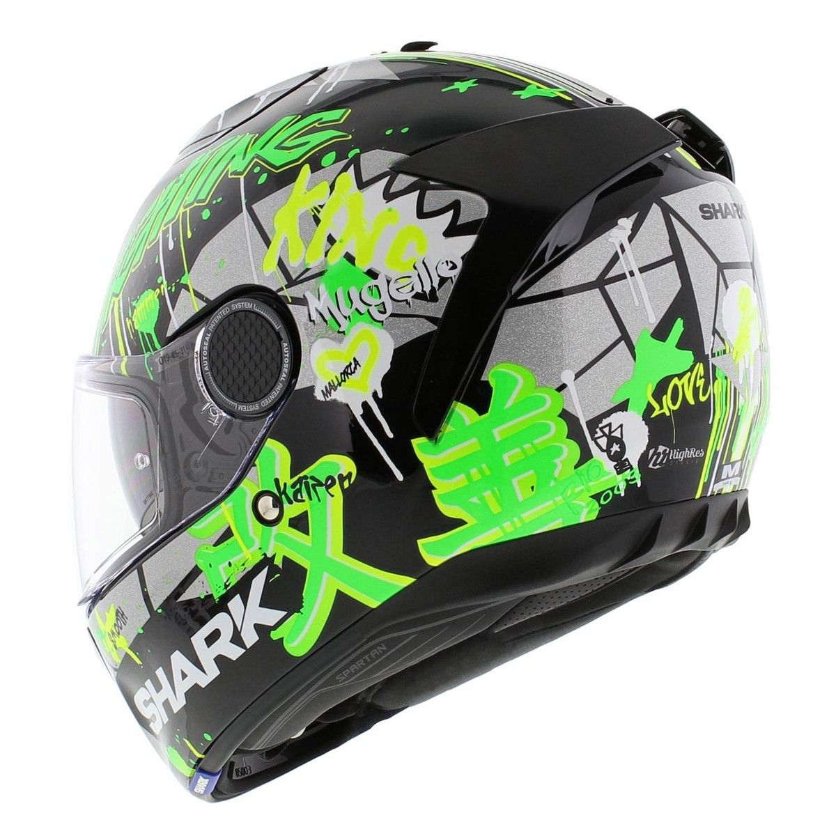 Shark Spartan 1.2 Lorenzo Catalunya GP - Black Fluo Green | eBay
