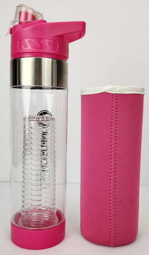 Infusion Pro Ausgießer Infuser Wasserflasche Pink Neoprenhülle 24 oz BPA frei - Bild 8 von 17