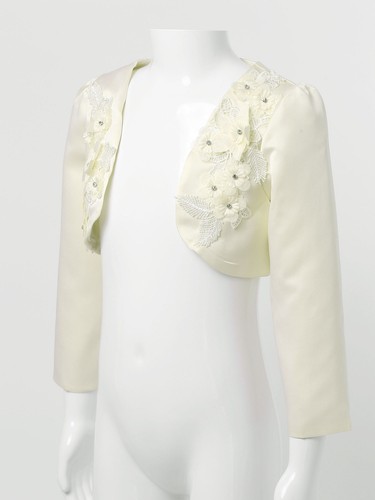 Kids Flower Girls Wedding Short Cardigan Long Sleeves Princess Bolero Shrug Tops - Picture 33 of 59