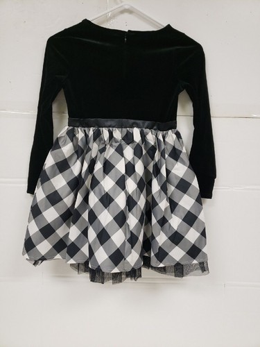 Cat & Jack Girl's Black,White,Gray Plaid Dress Lined Bow Back Zip Sz M 7/8 NWT - Picture 4 of 14