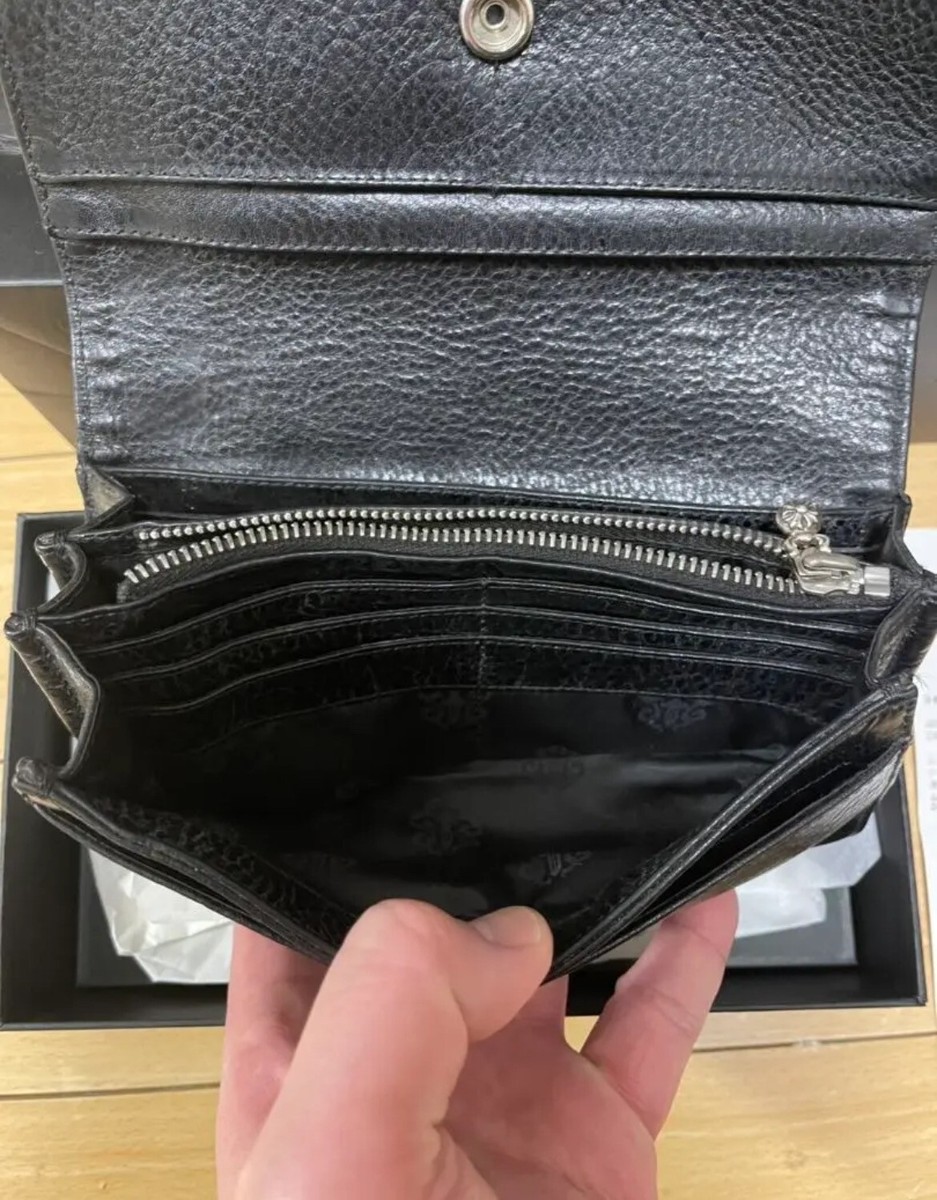 Chrome Hearts JUDY Cross Button Leather Wallet Black Silver Chrome Hearts JUDY Cross Button Leather Wallet Black Silver