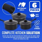 6PC NON STICK COOKWARE SET CARBON STEEL KITCHEN COOKING SAUCEPAN MILK FRY PAN