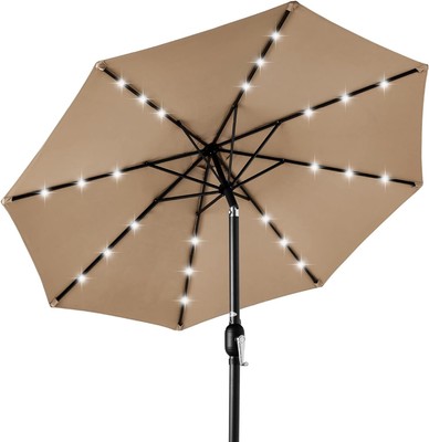 Best Choice Products 10ft Solar Polyester LED Lighted Patio Umbrella - Tan
