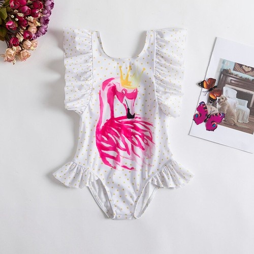 Summer 1-5 years Girls Swimsuit One Piece Swimsuit Flower Leopard Printing - Picture 17 of 25