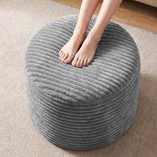 20In round Pouf Ottoman, Large Corduroy Ottoman Foot Rest with Solid High-Densit