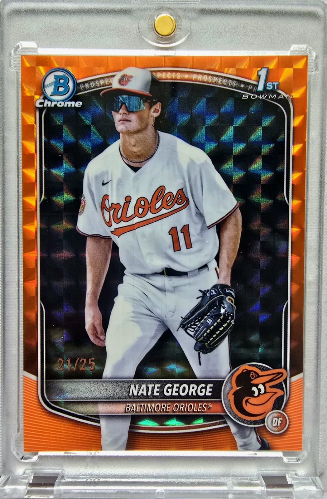 2025 BOWMAN CHROME PROSPECTS - NATE GEORGE - #BCP184 ORANGE GEOMETRIC /25